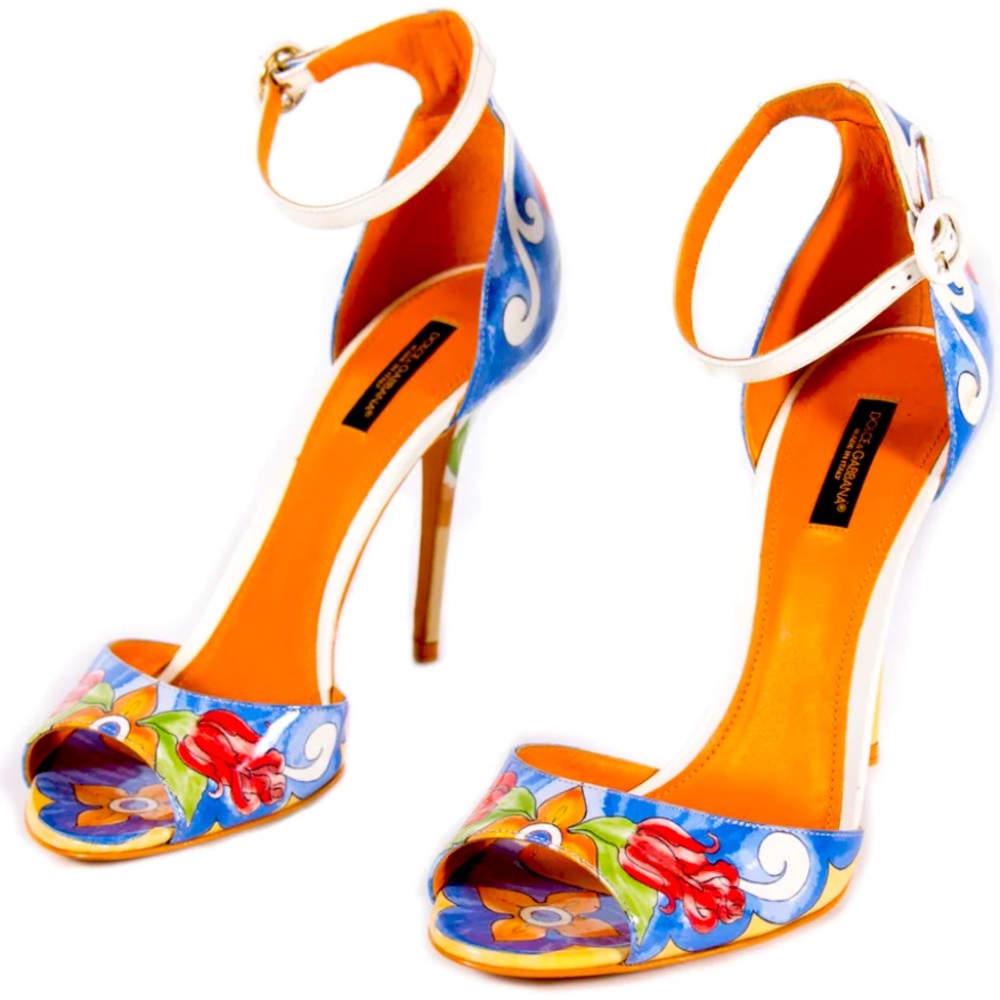 Authentic Dolce&Gabbana Keira Majolica Print Sandals Pumps